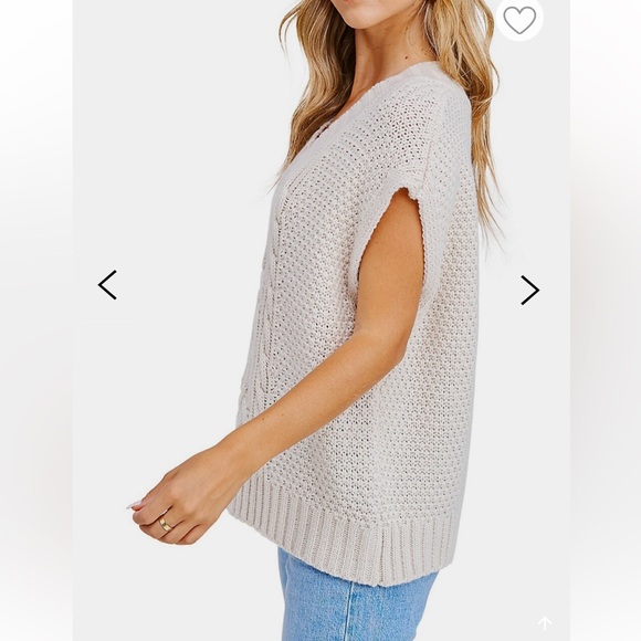 En Saison Cream Oversized Wool Sweater Vest - Size Small - Picture 3 of 9